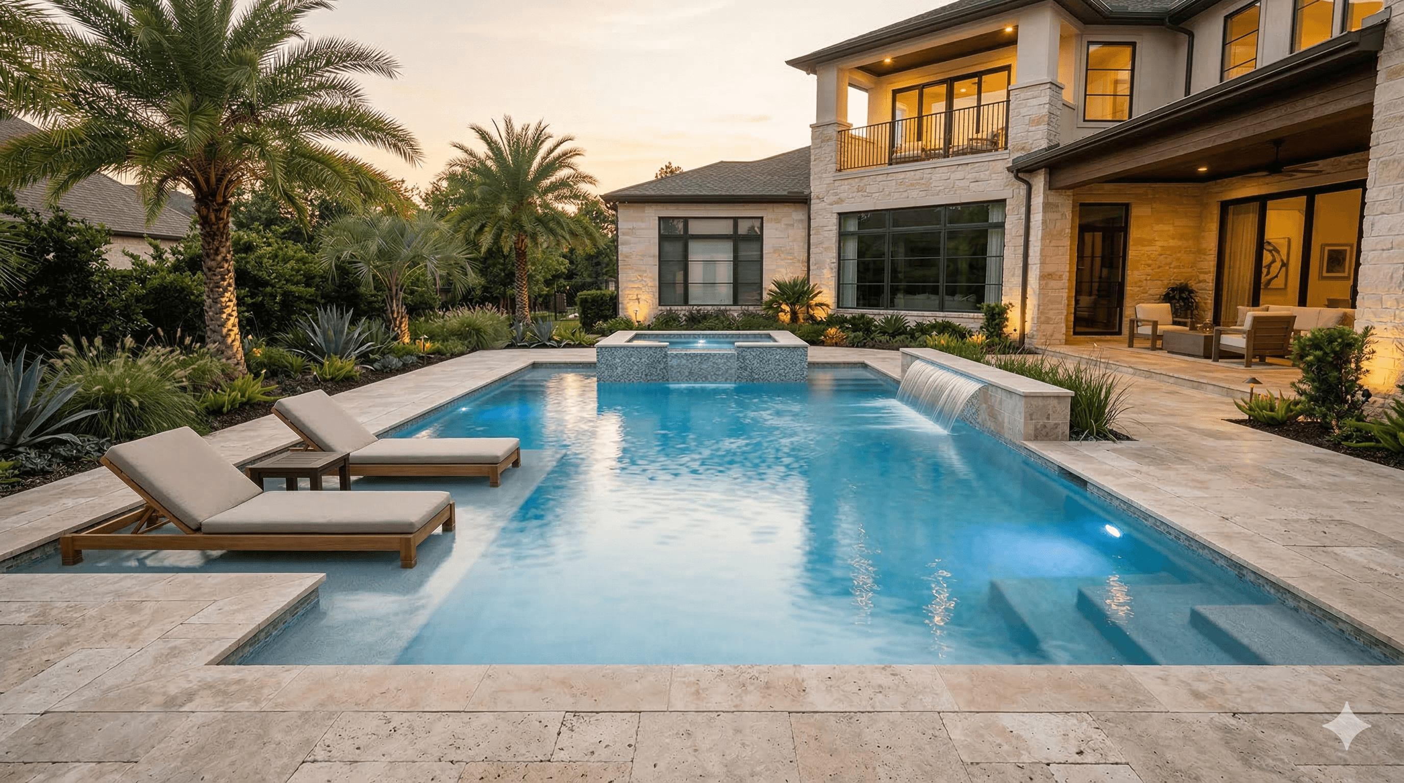 Luxury custom pool design with geometric shape in Houston