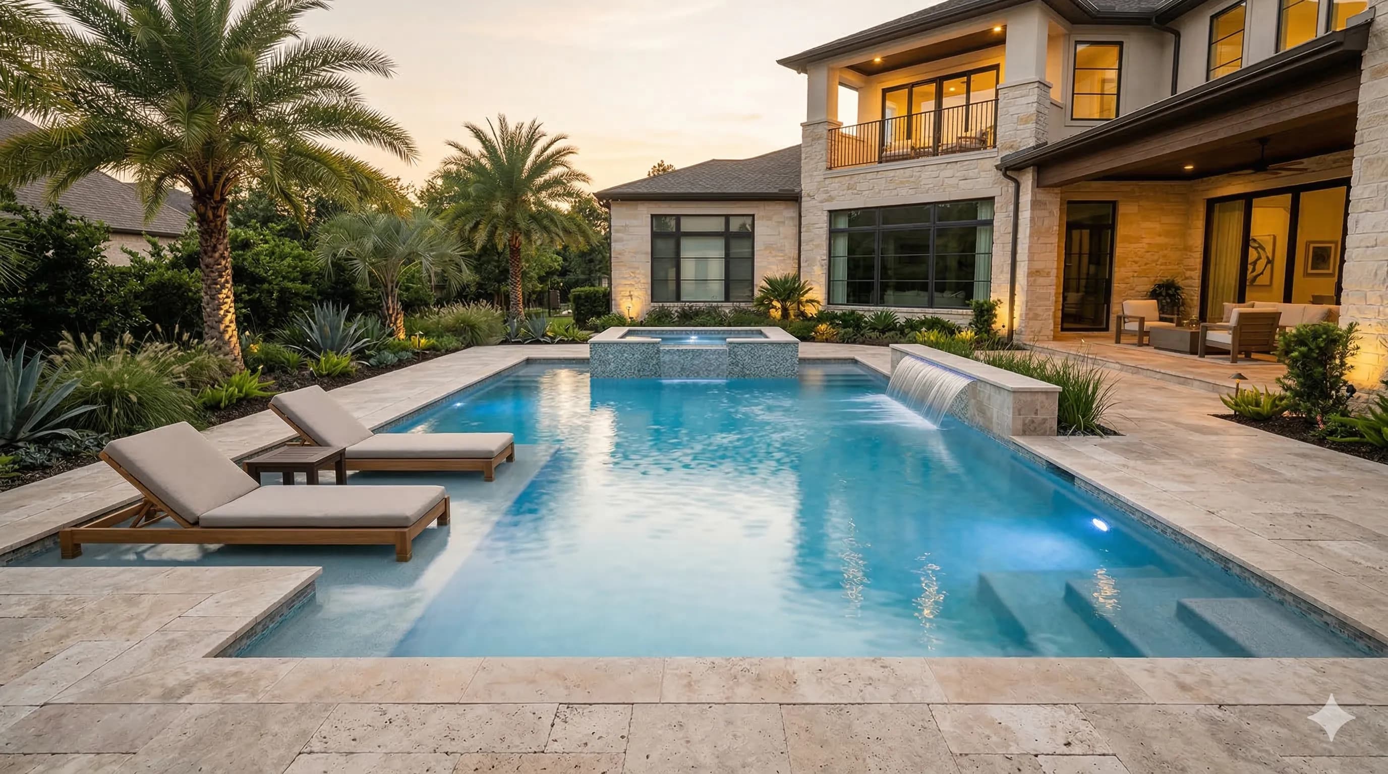 Luxury custom pool design with geometric shape in Houston