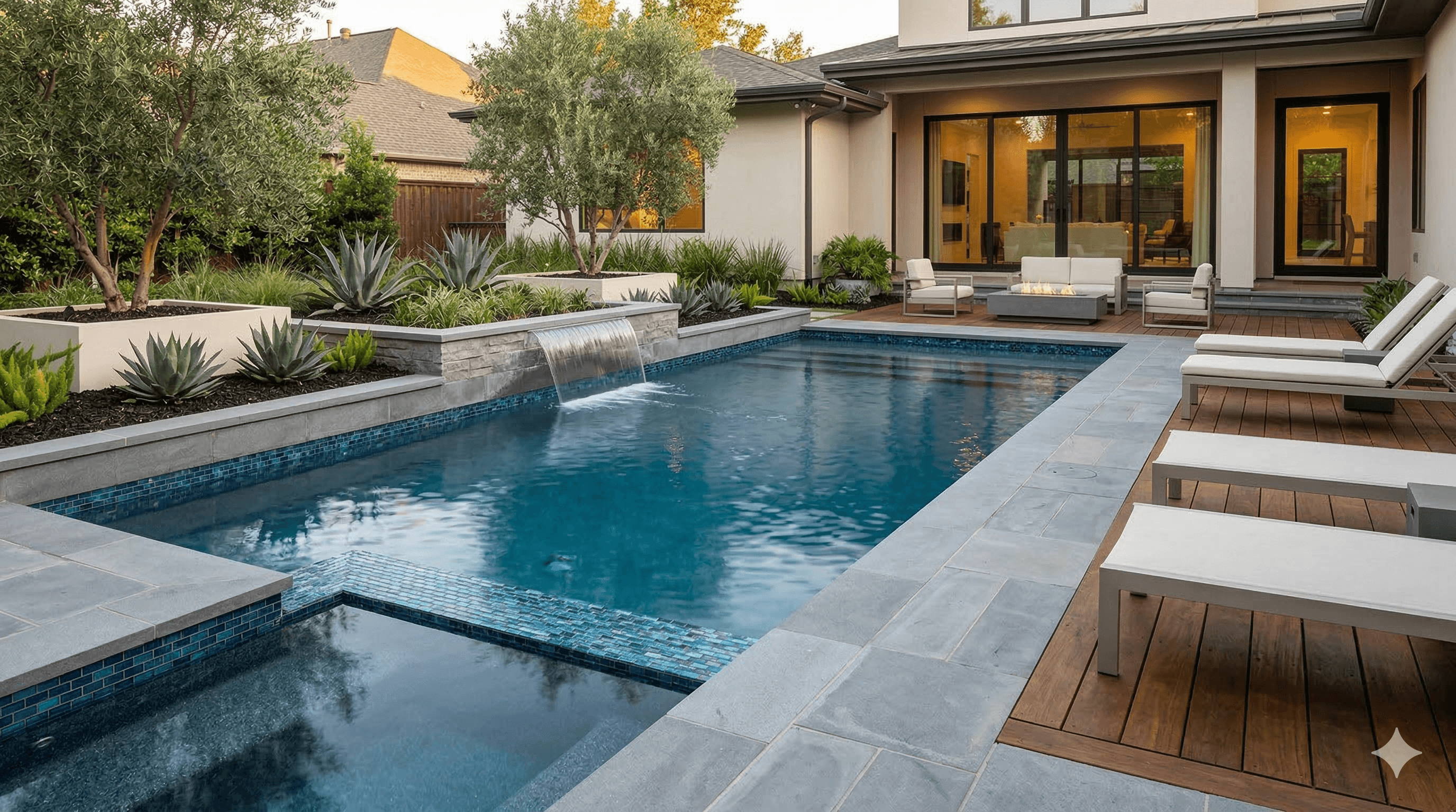 Modern pool renovation with new plaster and tile